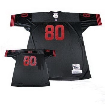 san francisco 49ers #80 jerry rice mitchell and ness black jersey