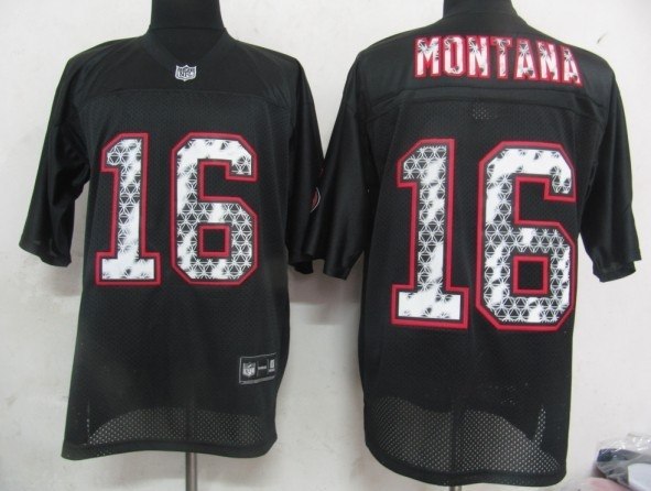 san francisco 49ers 16 joe montana black united sideline