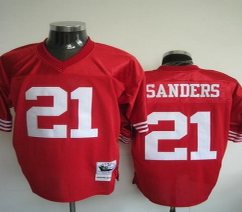 san francisco 49ers 21 deion sanders red jerseys throwback
