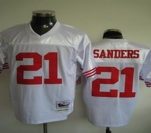 san francisco 49ers 21 deion sanders white jerseys throwback