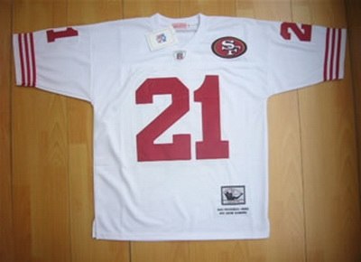 san francisco 49ers 21 deion sanders white throwback