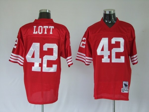 san francisco 49ers 42 ronnie lott red