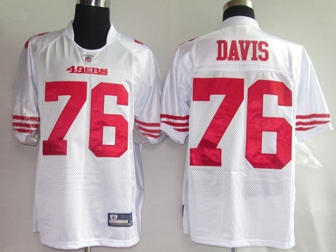 san francisco 49ers 76# davis white