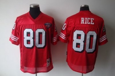 san francisco 49ers 80# j.rice red throwback jersey 75th