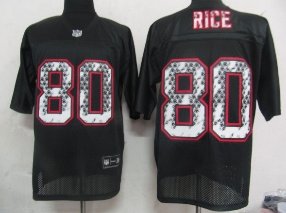 san francisco 49ers 80 jerry rice black united sideline