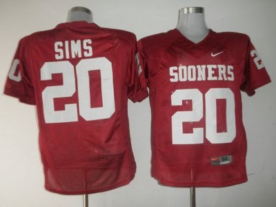 sooners #20 billy sims red embroidered ncaa jersey sooners #20 billy sims red embroidered ncaa jersey