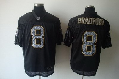 st. louis rams #8 sam bradford color black jersey[united sideline]