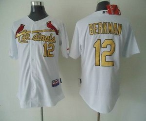 st.louis cardinals #12 berkman white(gold number)
