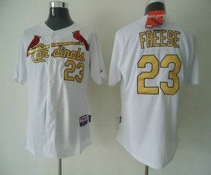 st.louis cardinals #23 freese white(gold number)