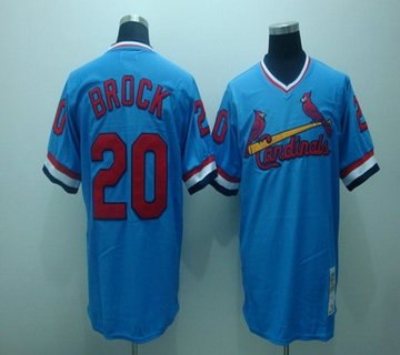 st louis cardinals 20 brock blue jerseys mitchell and ness