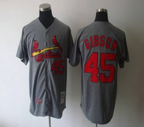 st louis cardinals 45 gibson grey jerseys