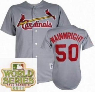 st.louis cardinals 50 adam wainwright grey 2011 world