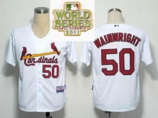 st.louis cardinals 50 adam wainwright white 2011 world