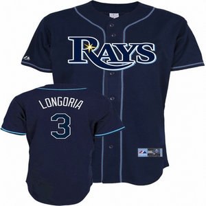 tampa bay rays #3 evan longoria navy blue jersey