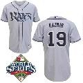 tampa bay rays 19# scott kazmir gray baseball jersey 2008 world series patch