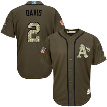 thletics #2 Khris Davis Green Salute to Service Women's Stitched Baseball Jersey