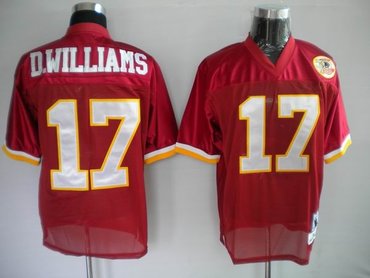 washington redskins 17 d.williams red 50th throwback jerseys