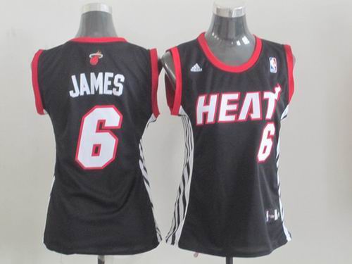 women Miami Heat 6 LeBron James black jersey women Miami Heat 6 LeBron James black jersey