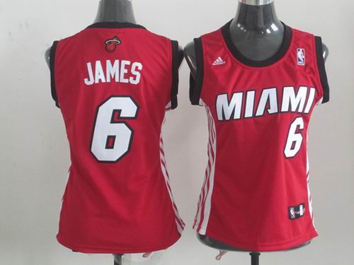 women Miami Heat 6 LeBron James red jersey women Miami Heat 6 LeBron James red jersey