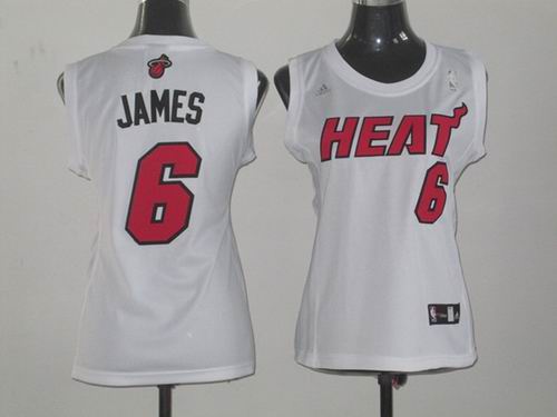 women Miami Heat 6 LeBron James white jersey women Miami Heat 6 LeBron James white jersey