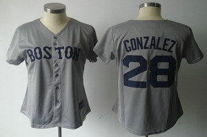 women boston red sox 28 adrian gonzalez grey jersey
