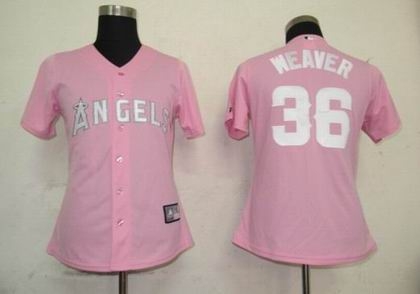 women los angeles angels 36 weaver pink jersey women los angeles angels 36 weaver pink jersey