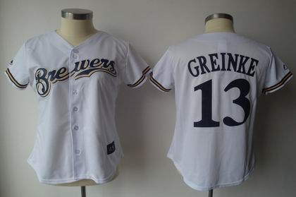 women milwaukee brewers 13 zack greinke white jersey women milwaukee brewers 13 zack greinke white jersey