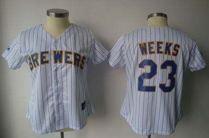 women milwaukee brewers jerseys 23 rickie weeks white strip jersey women milwaukee brewers jerseys 23 rickie weeks white strip jersey