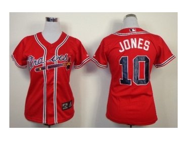 women mlb jerseys atlanta braves #10 jones red(cool base)