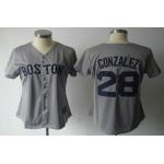 women mlb jerseys boston red sox #28 gonzalez grey