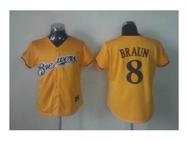 women mlb jerseys milwaukee brewers #8 braun yellow