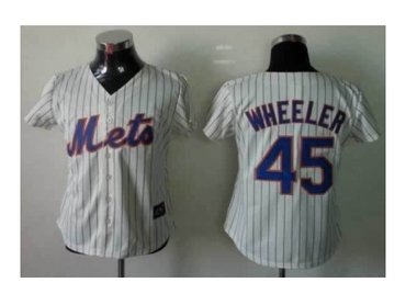 women mlb jerseys new york mets #45 Wheeler cream(blue stripe)