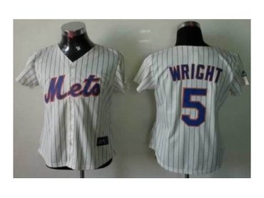 women mlb jerseys new york mets #5 wricht cream(blue strip)