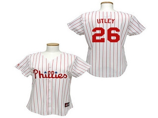 women mlb philadephia phillies 26 chase utley white jersey (1)