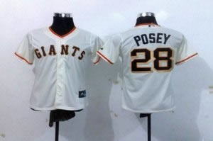 women mlb san francisco giants 28 posey cream gold number