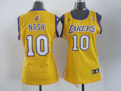 Women NBA Los Angeles Lakers #10 Nash Yellow