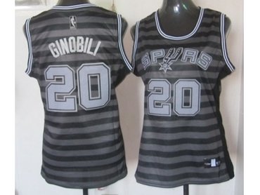 women nba san antonio spurs #20 ginobili grey(black strip)