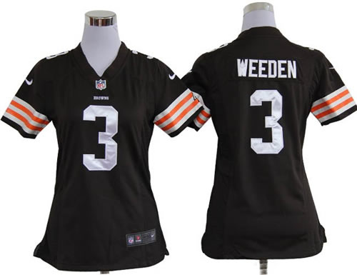 women NEW cleveland browns 3 brandon weeden brown jerseys