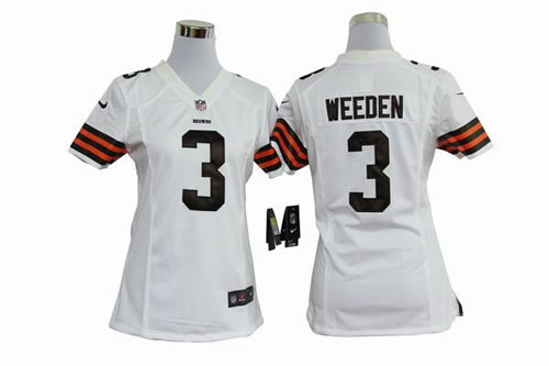 women NEW cleveland browns 3 brandon weeden white jerseys