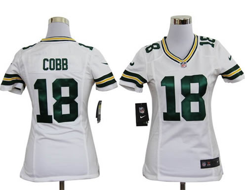 Women NEW Green Bay Packers 18 Randall Cobb White Jerseys