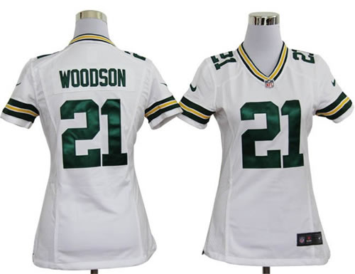 Women NEW Green Bay Packers 21 Charles Woodson White Jerseys