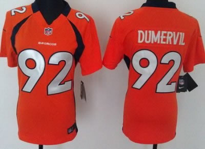 women NEW NFL denver broncos 92 elvis dumervil orange jerseys