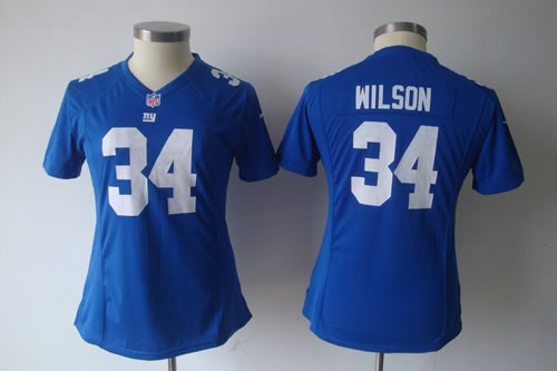 women NEW nfl new york giants 34 wilson game blue jersey