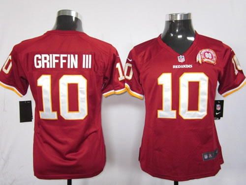 women NEW nfl washington redskins 10 robert griffin iii whih 80th red jerseys