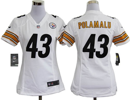women NEW pittsburgh steelers 43 popamalu white jerseys
