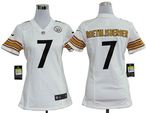women NEW pittsburgh steelers 7 ben roethlisberger white jerseys