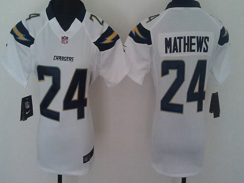women NEW san diego chargers 24# ryan mathews white jerseys