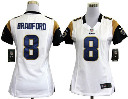 women NEW st. louis rams 8 sam bradford white jerseys