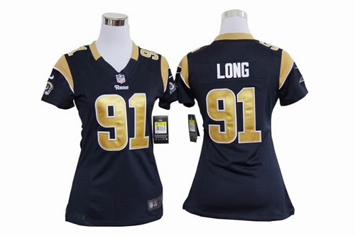women NEW st. louis rams 91 chris long blue jerseys