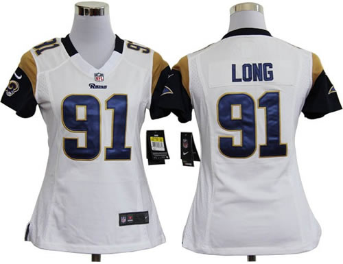 women NEW st. louis rams 91 chris long white jerseys